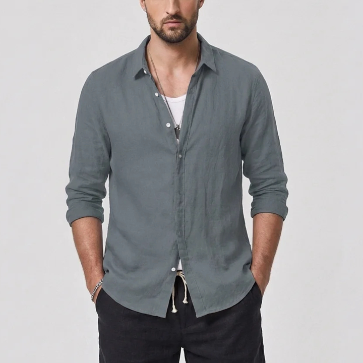 Camisa Vintage con Cuello Caído para Hombres