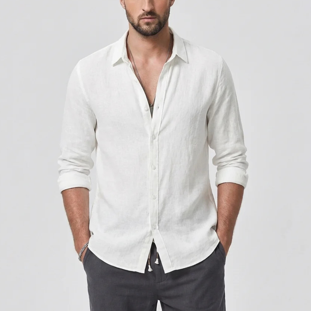 Camisa Vintage con Cuello Caído para Hombres
