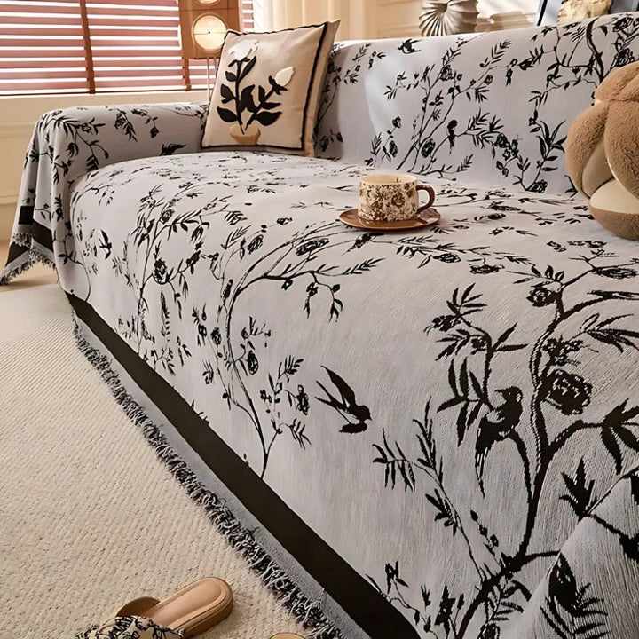 Manta Elegante con Patrón Floral y Flecos