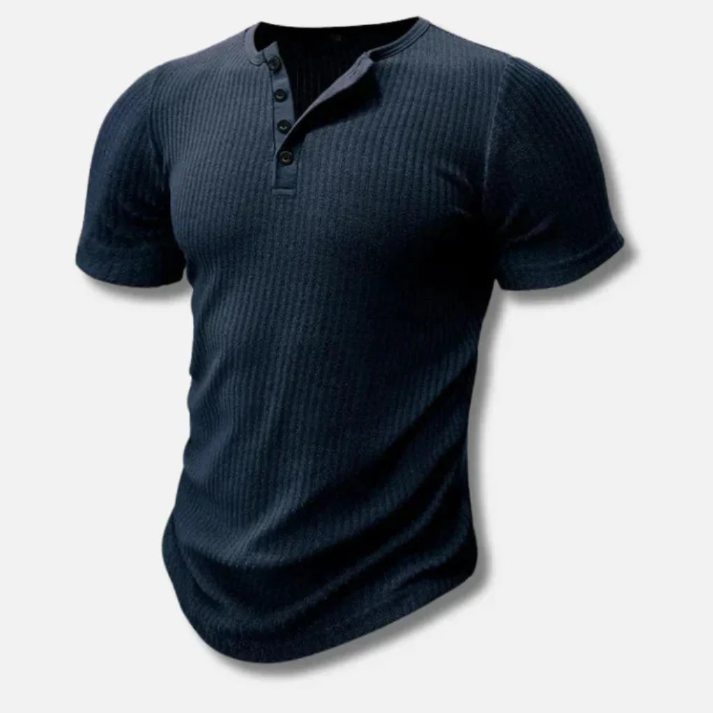 Camiseta Henley Slim-Fit para Hombres con Cierre de Botón