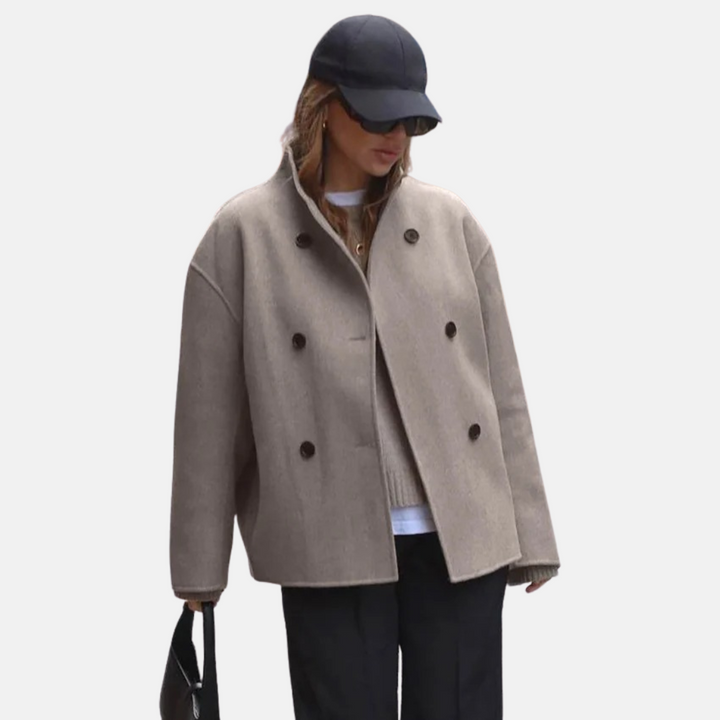 Abrigo de estilo vintage con aspecto de lana para mujer
