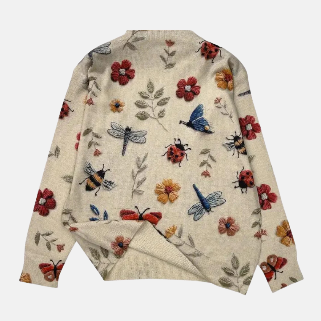 Jersey de punto con motivos florales en 3D