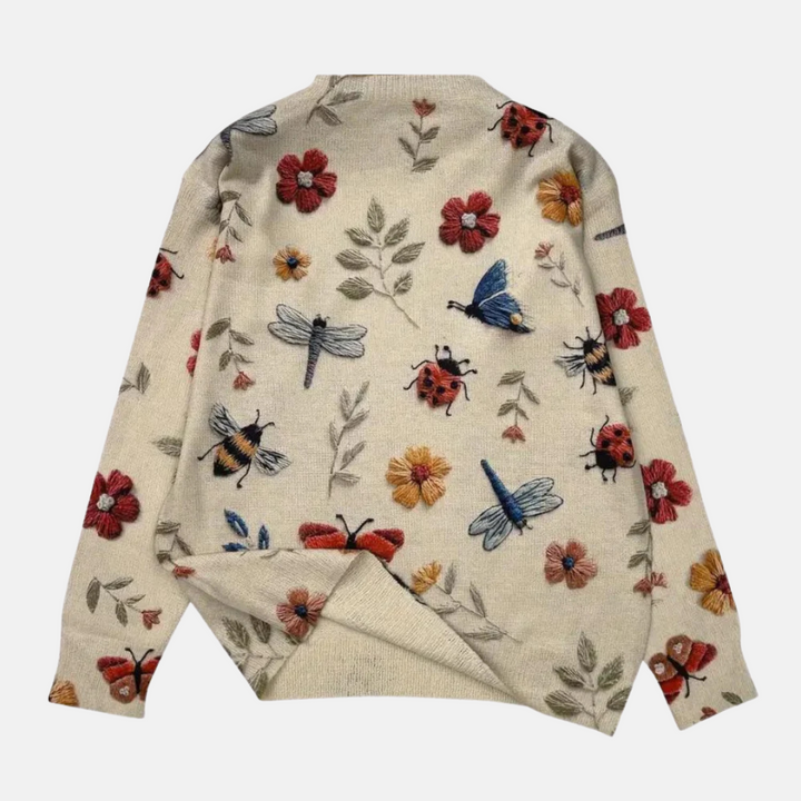 Jersey de punto con motivos florales en 3D