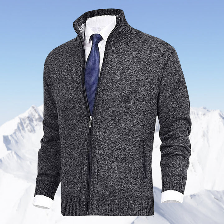 Cárdigan de punto con cremallera, cuello y bolsillos