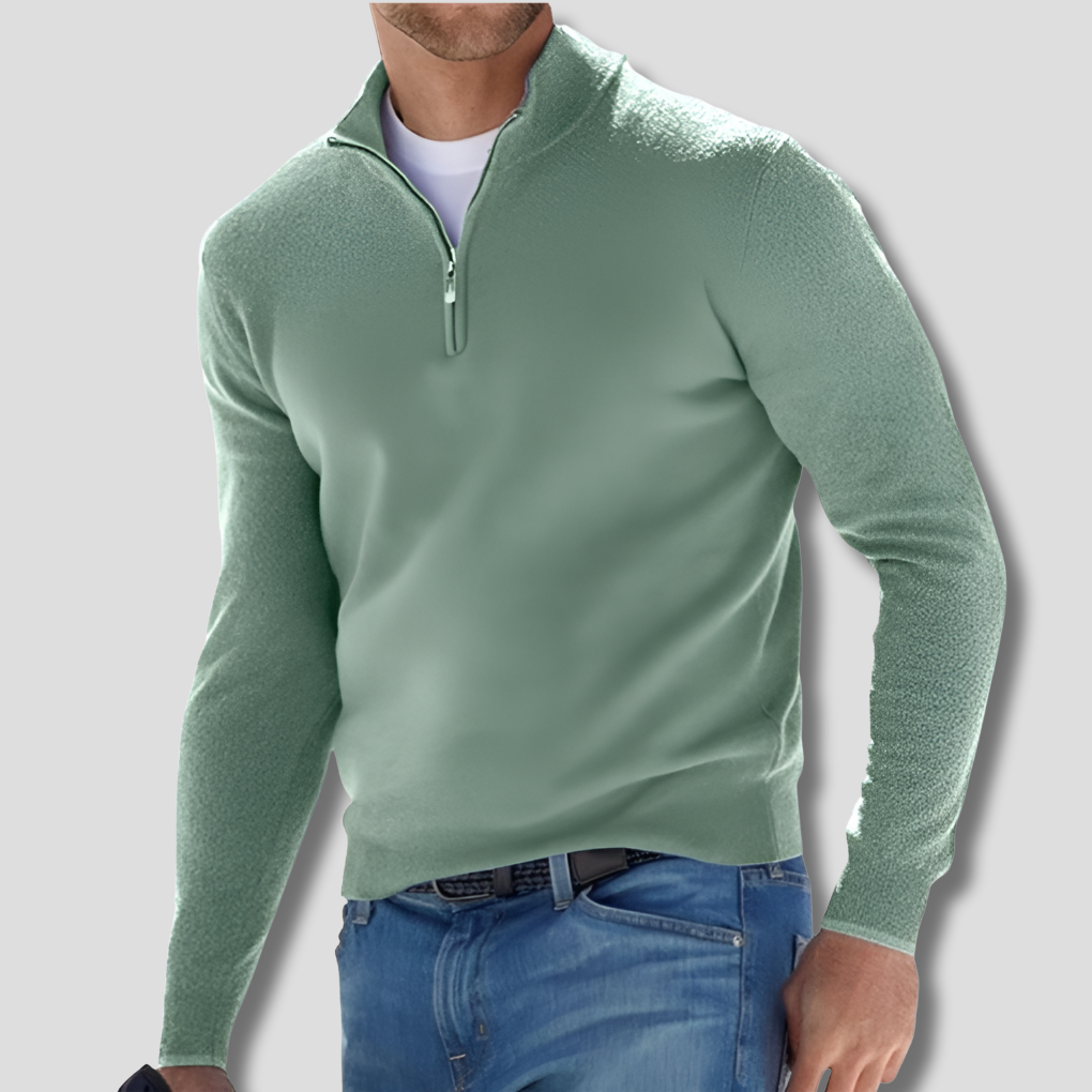 Suéter de Algodón con Cuello con Cremallera para Hombres