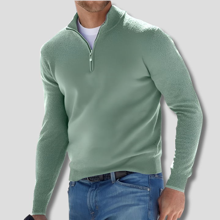 Suéter de Algodón con Cuello con Cremallera para Hombres