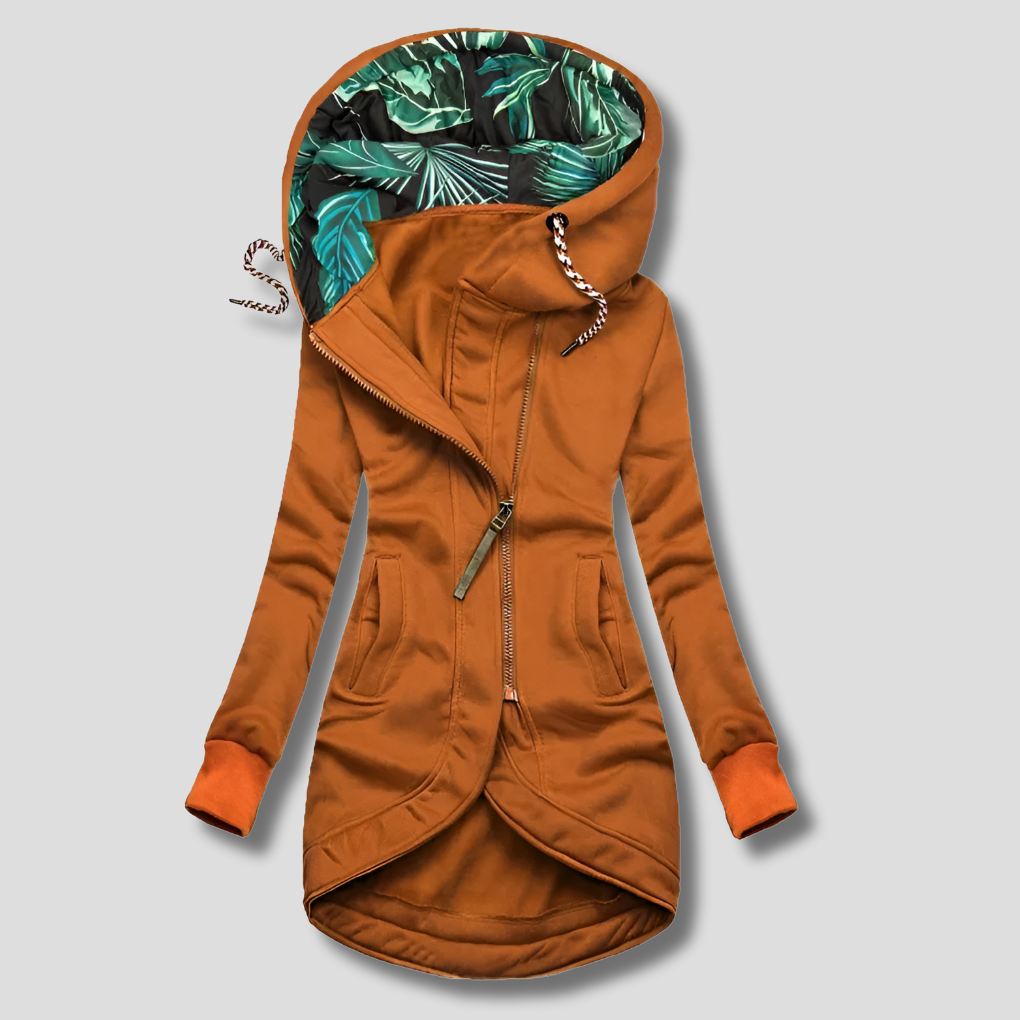 Chaqueta Con Capucha Con Cremallera Estilosa Para Mujeres