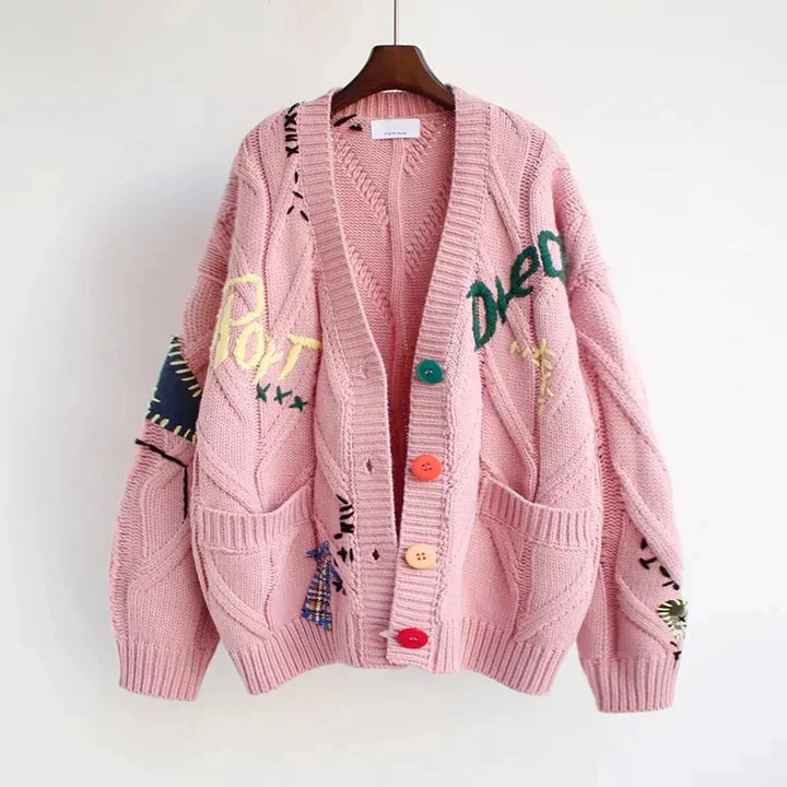 Cardigan de Punto con Cuello en V para Mujeres