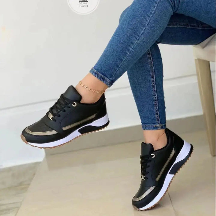 Zapatillas deportivas de malla y cuero con patchwork para mujer