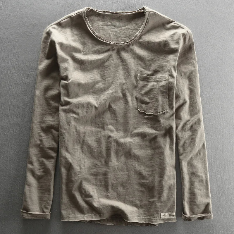 Top de Manga Larga de Algodón Vintage para Mujeres