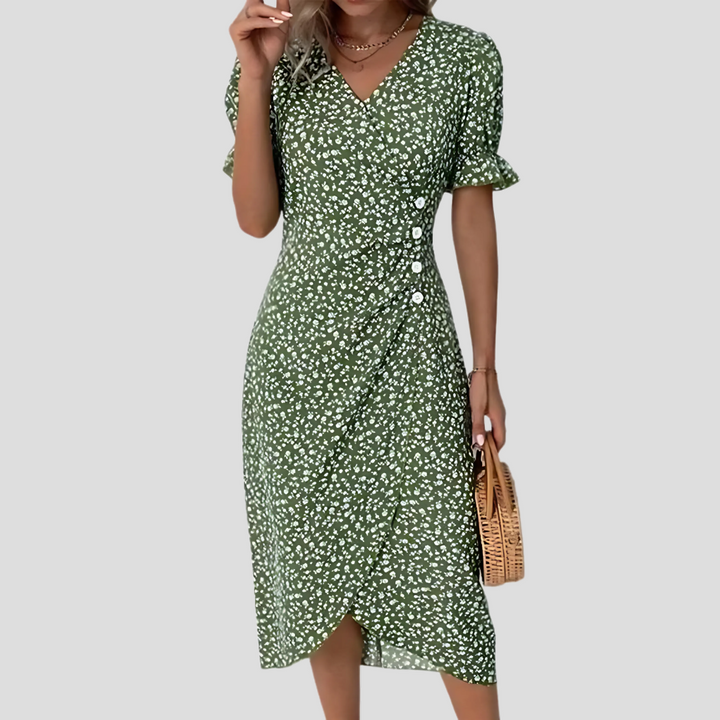 Vestido midi floral elegante para mujer