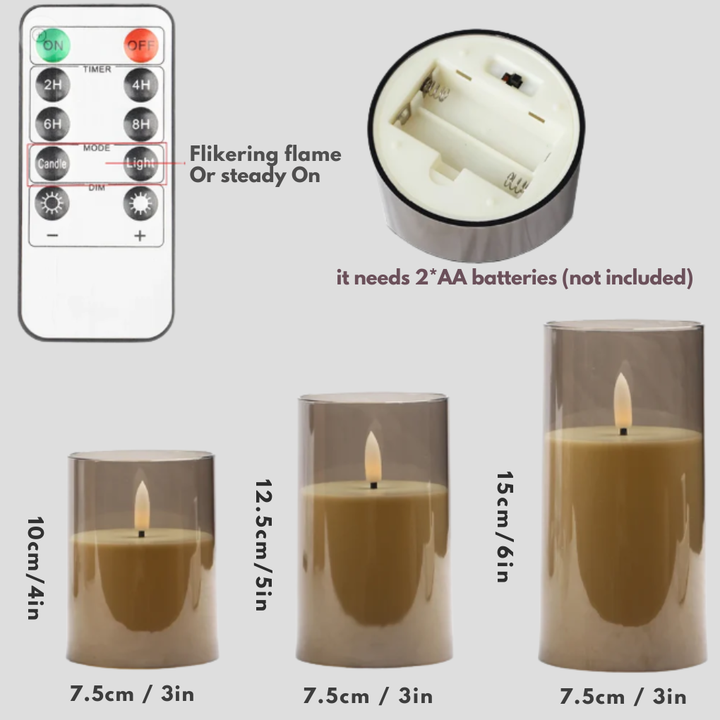 Juego de Velas LED de 3 Piezas