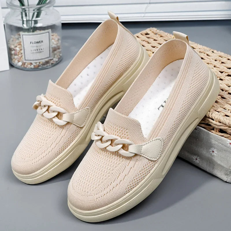 Zapatillas sin cordones de malla transpirable para mujer, vista posterior