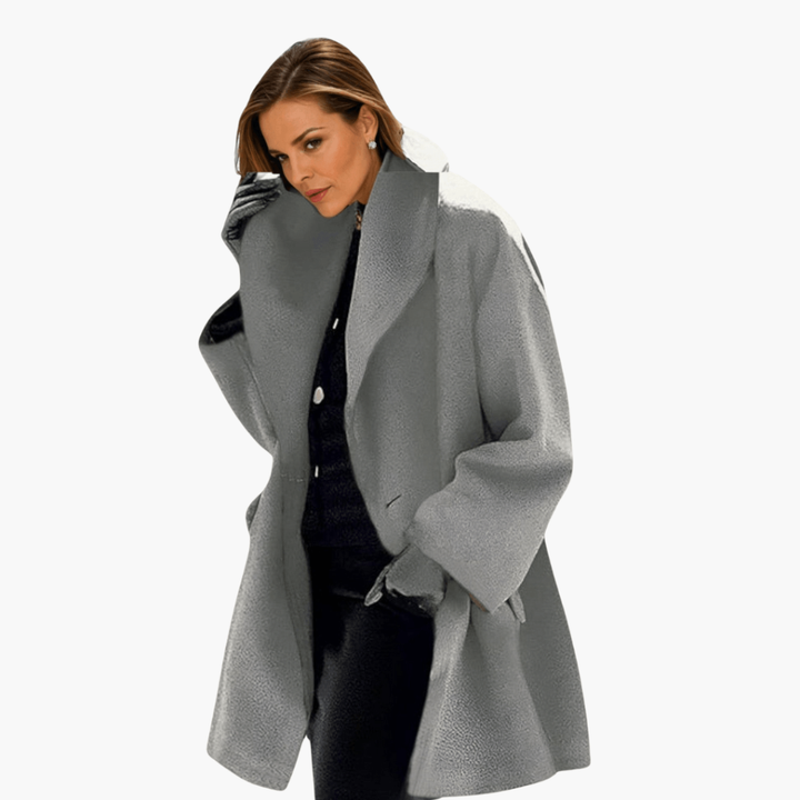 Chaqueta de Mujer con Collar Ancho y Mangas Largas