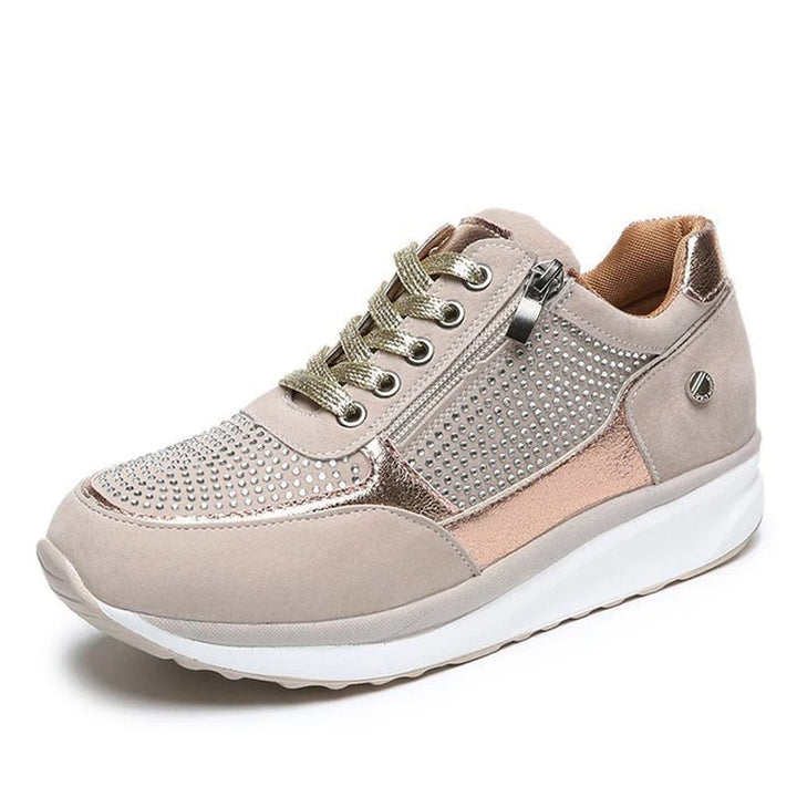 Zapatillas deportivas de mujer con detalles de cristal y suela de plataforma