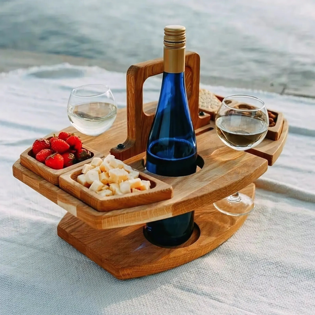 Mesa de picnic plegable de madera portátil, plegada