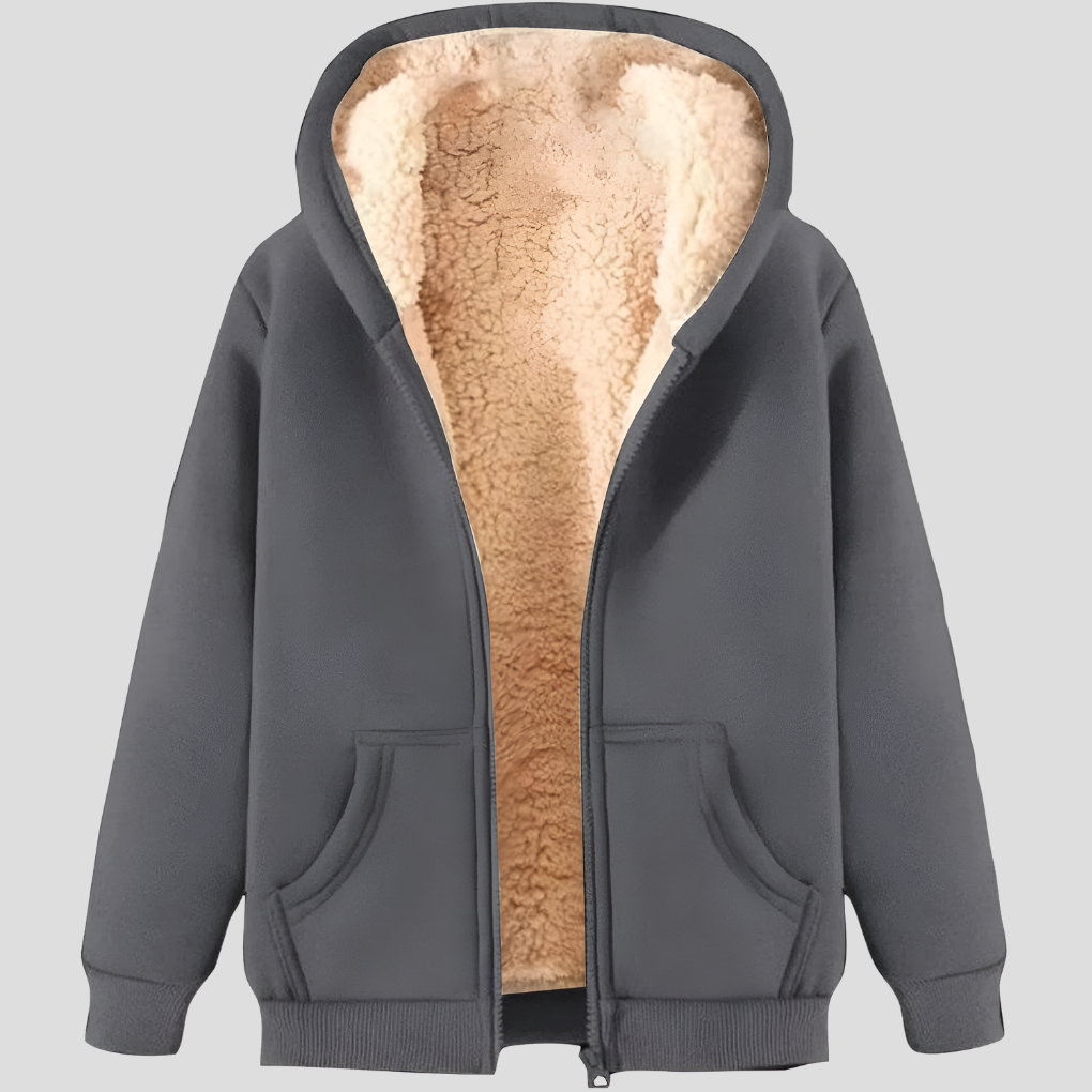 Chaqueta de sudadera con capucha forrada de polar de invierno para hombres