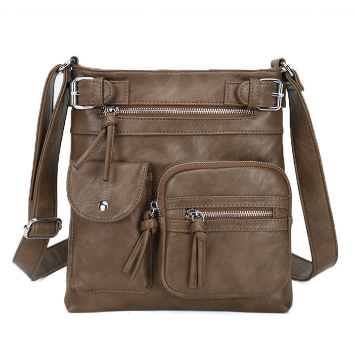 Bolso de Hombro de Cuero para Mujer con Múltiples Bolsillos