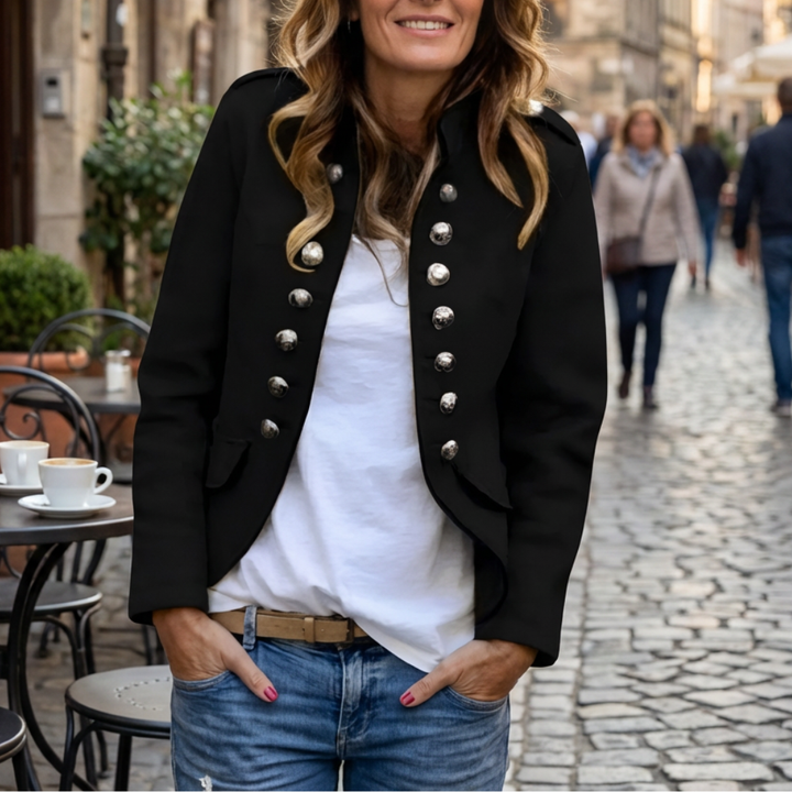 Chaqueta de lana doble botón para mujeres