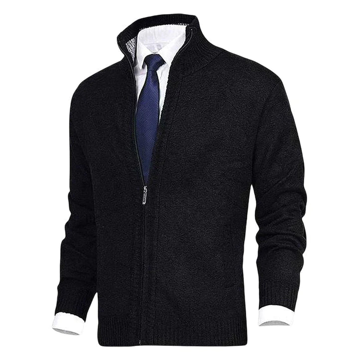 Cárdigan de punto con cremallera, cuello y bolsillos