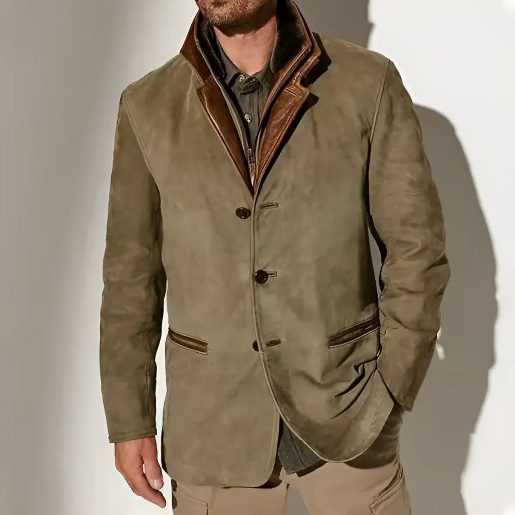 Chaqueta retro de cuello en contraste para hombre