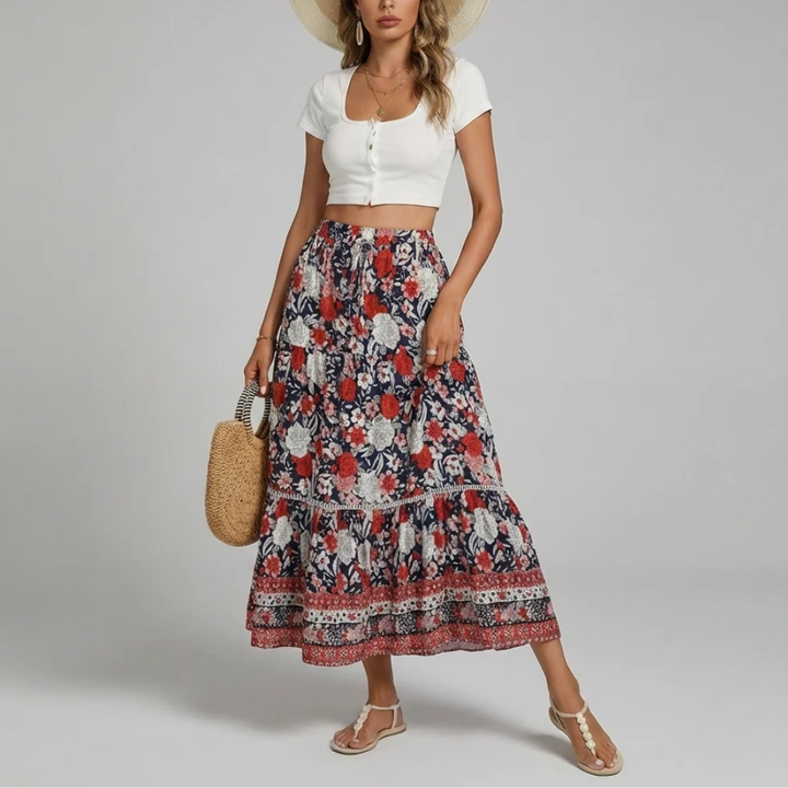 Falda Floral Larga Elegante para Mujeres