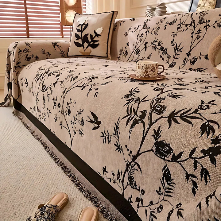 Manta Elegante con Patrón Floral y Flecos