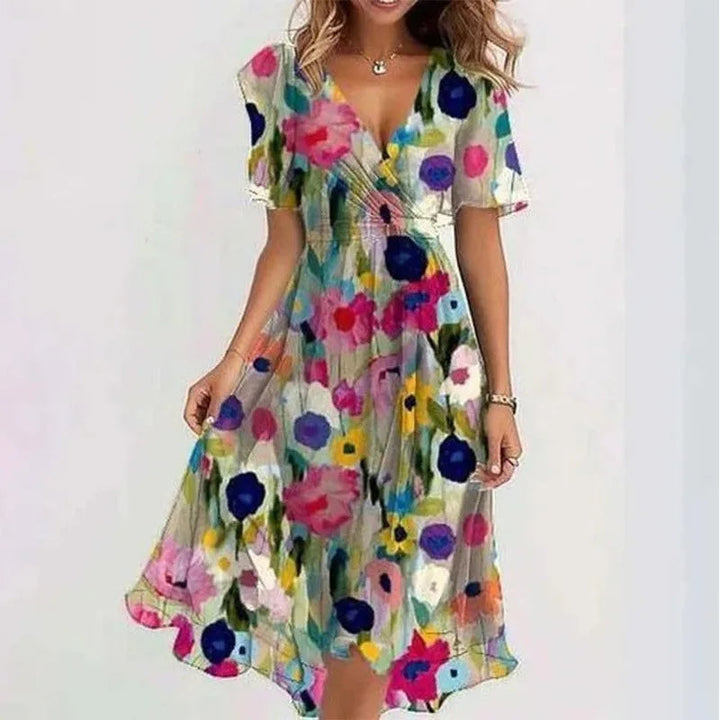 Vestido floral vaporoso de verano (hasta la rodilla)