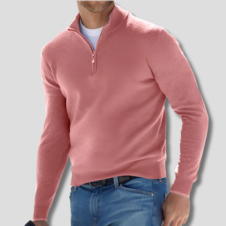Suéter de Algodón con Cuello con Cremallera para Hombres
