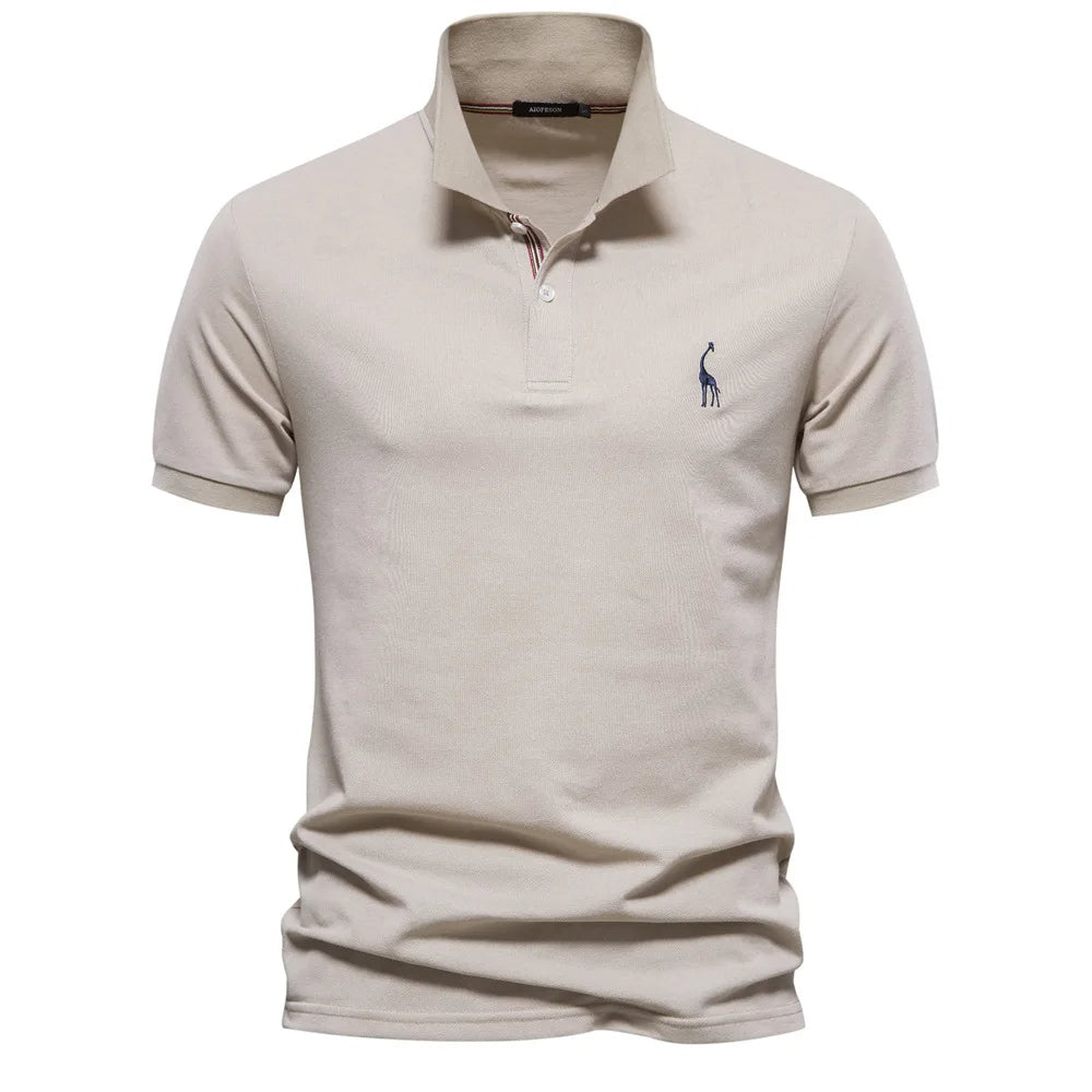 Polo de algodón de lujo con bordado de ciervo