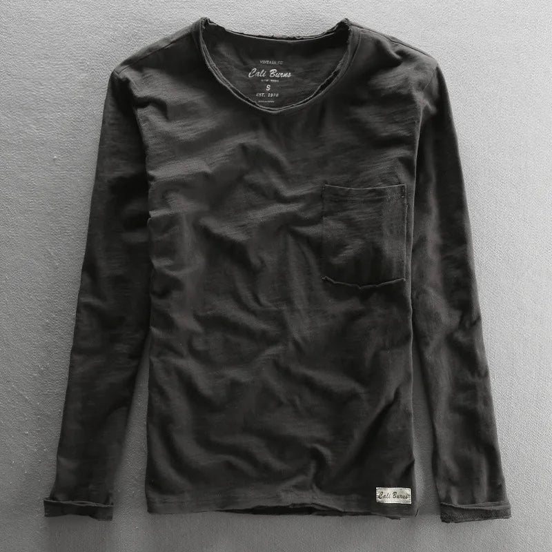 Top de Manga Larga de Algodón Vintage para Mujeres