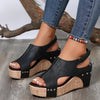 Sandalias de cuña con puntera abierta y lazo cruzado: elegancia refinada con comodidad para el día a día