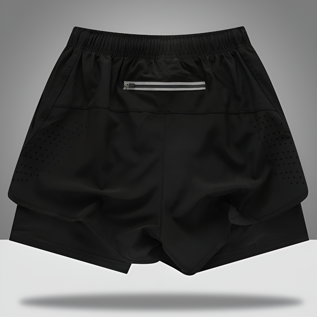 Pantalones Cortos de Correr para Hombres de Secado Rápido con Cremallera