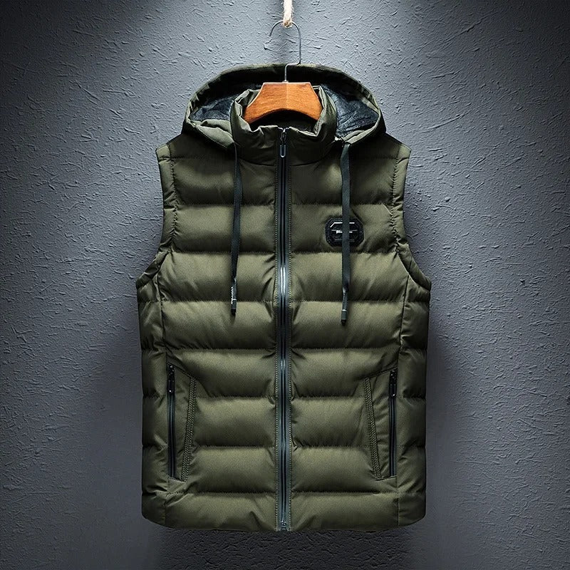 Chaleco con capucha para otoño e invierno, detalle del tejido
