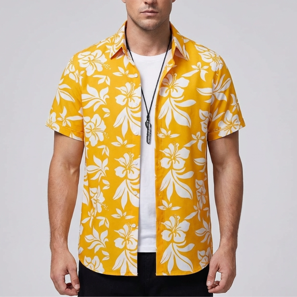 Camisa Hawaiana con Impresión de Flores 3D para Hombres