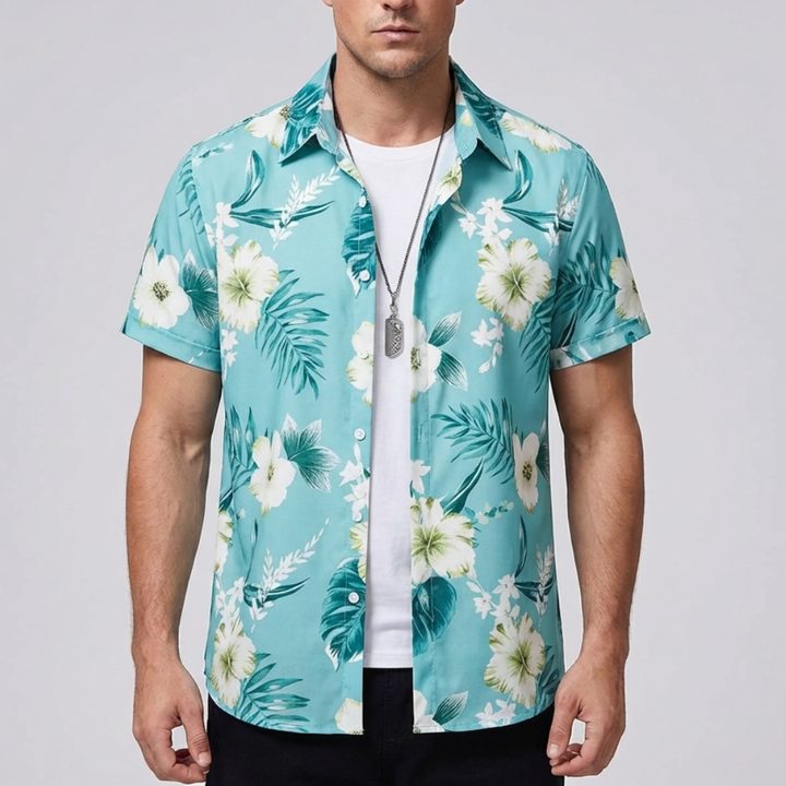 Camisa Hawaiana con Impresión de Flores 3D para Hombres