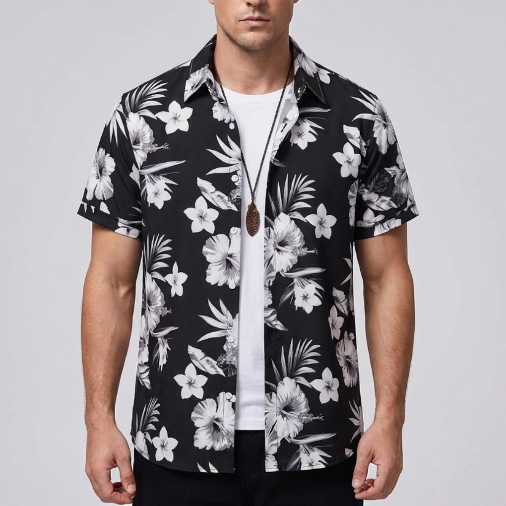 Camisa Hawaiana con Impresión de Flores 3D para Hombres