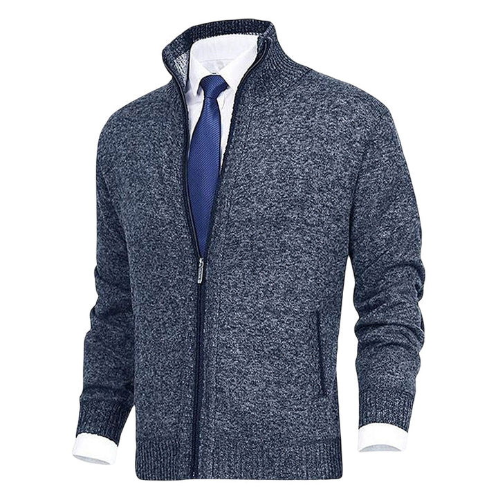 Cárdigan de punto con cremallera, cuello y bolsillos