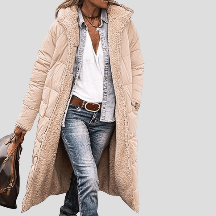 Abrigo Largo Reversible de Invierno para Mujeres – Con Capucha y Forro de Teddy