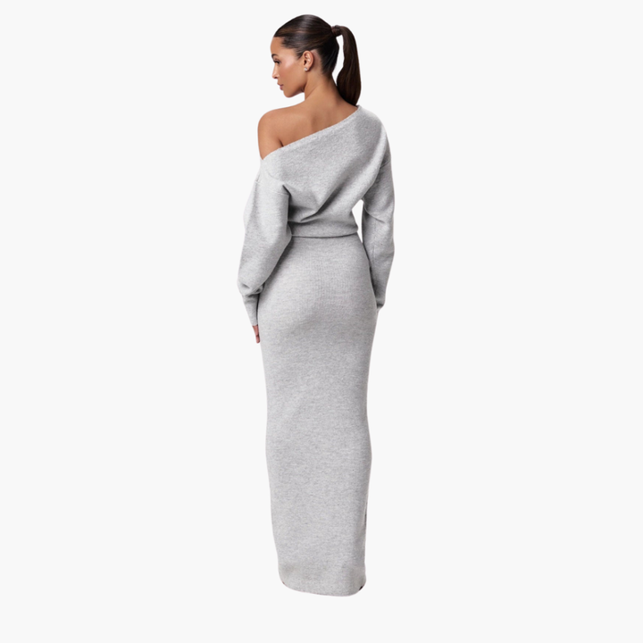 Vestido de Tricot sin Hombros para Mujeres – Vestido de Noche Elegante