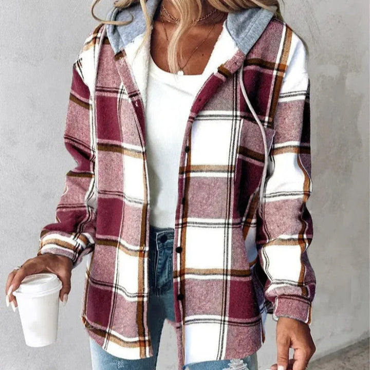 Chaqueta con Capucha a Cuadros para Mujeres