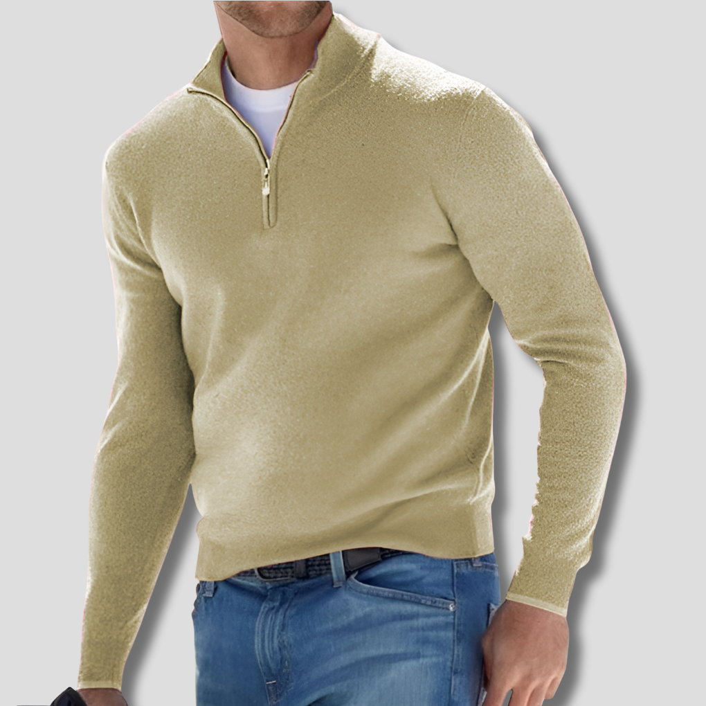 Suéter de Algodón con Cuello con Cremallera para Hombres