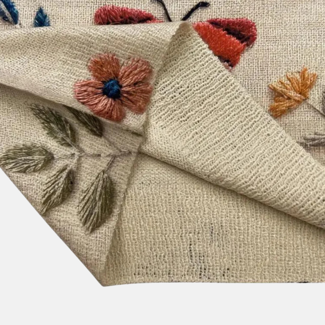 Jersey de punto con motivos florales en 3D