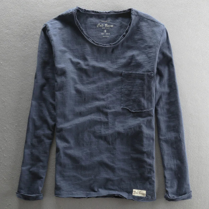 Top de Manga Larga de Algodón Vintage para Mujeres