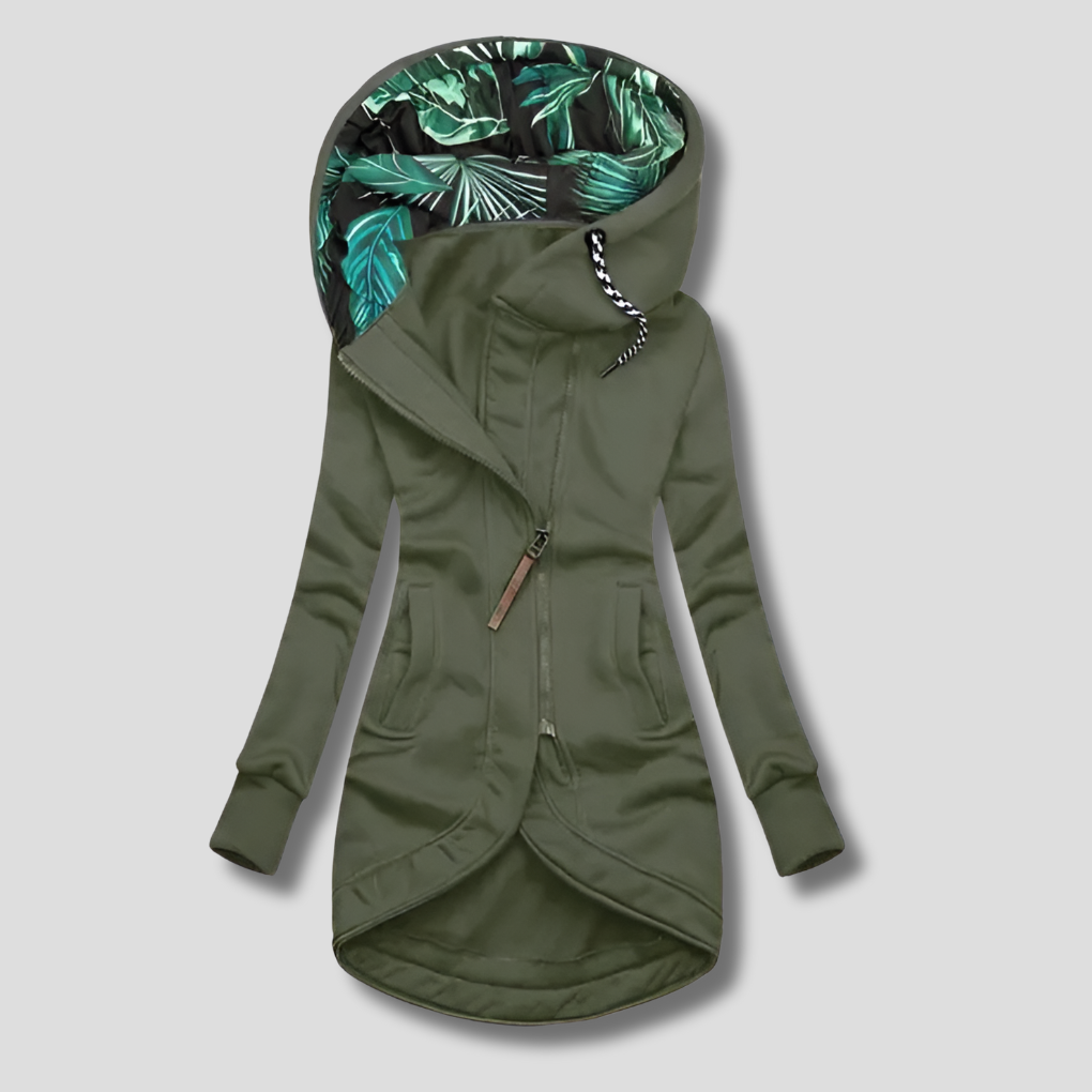 Chaqueta Con Capucha Con Cremallera Estilosa Para Mujeres