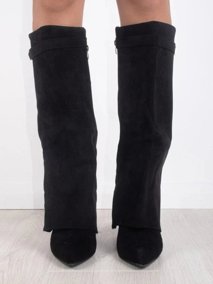Botas de ante hasta la rodilla con tacón