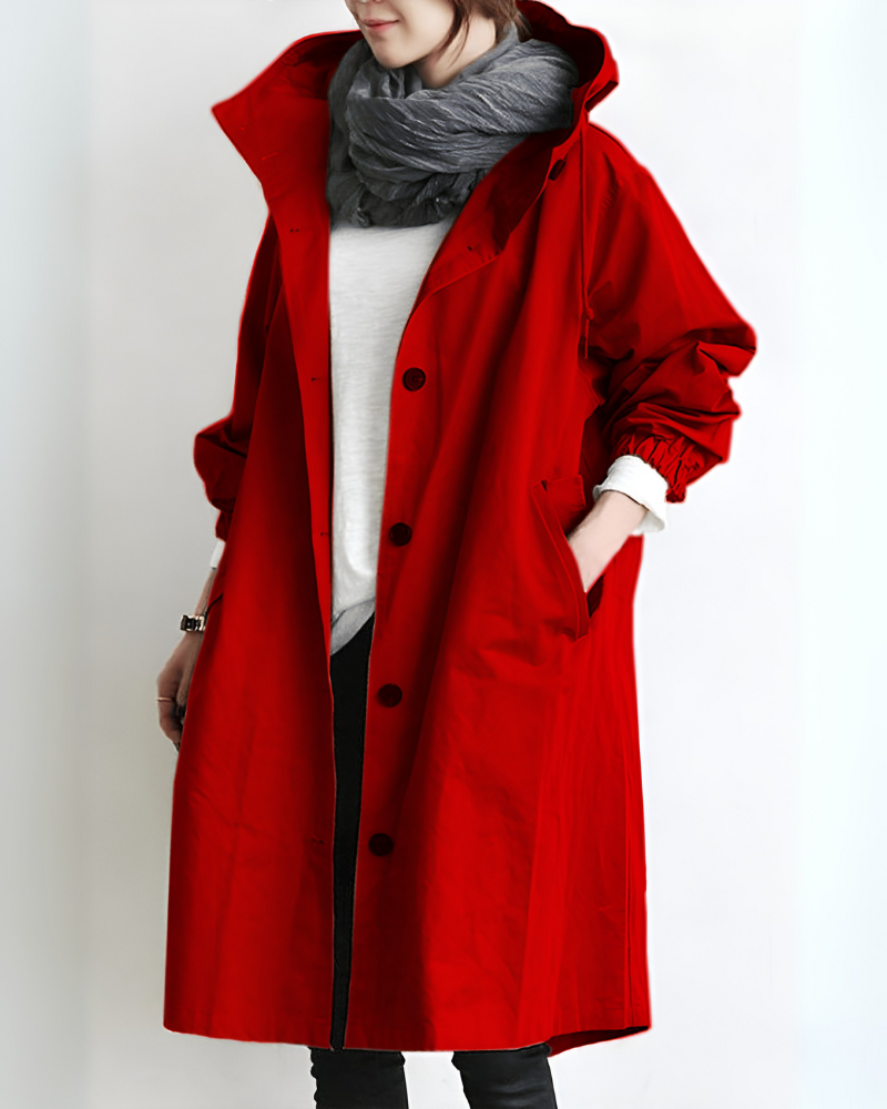Abrigo Trench con Capucha Clásico para Mujeres