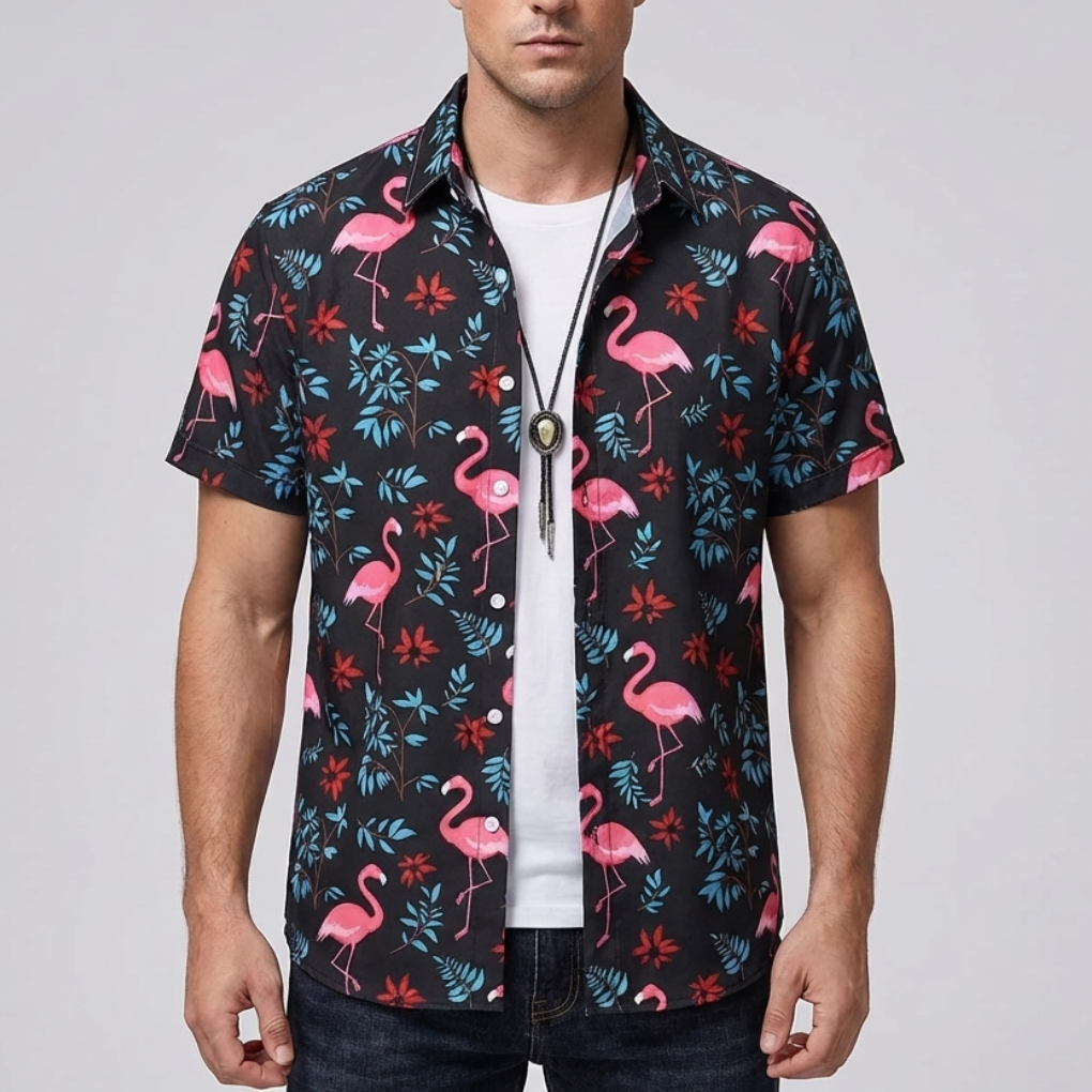 Camisa Hawaiana con Impresión de Flores 3D para Hombres