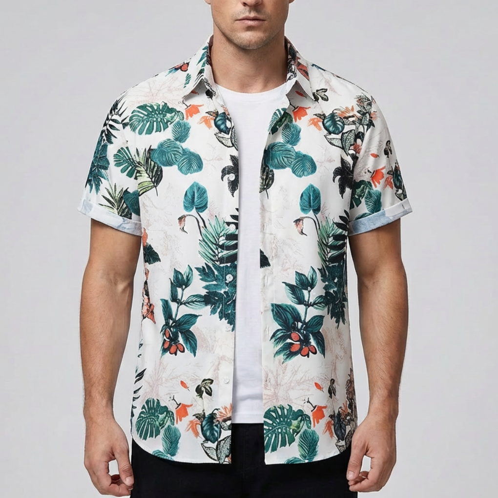 Camisa Hawaiana con Impresión de Flores 3D para Hombres