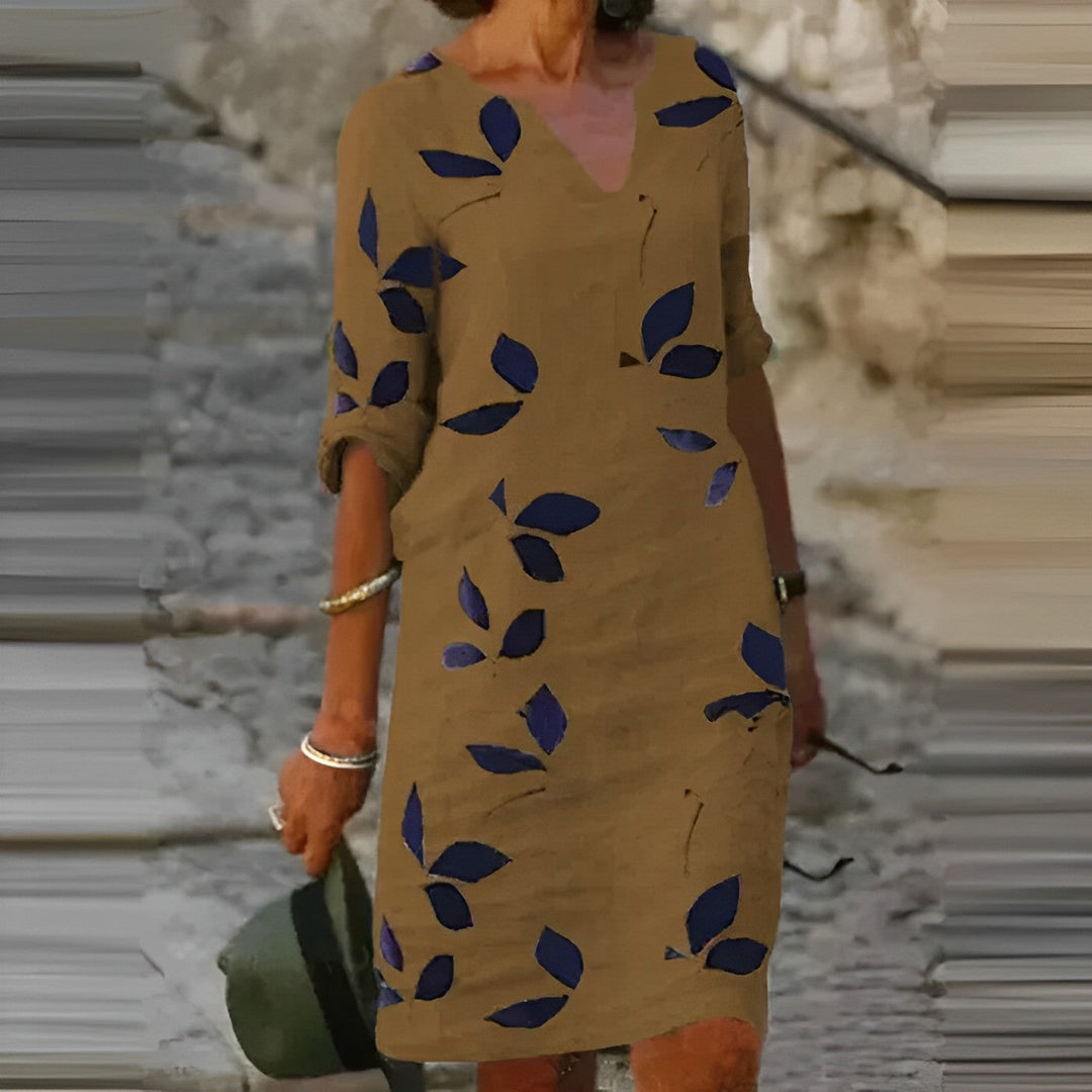 Mavis – Vestido de Verano con Estampado de Hojas para Mujeres | Elegancia Sin Esfuerzo